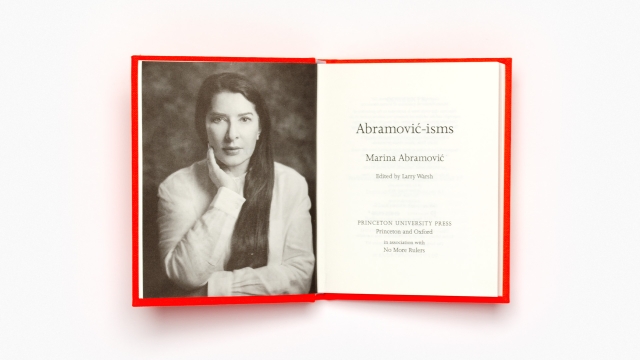 Abramovic-isms title pages with Marina Abramovic's photograph.