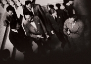 overhead view of men in a crowd