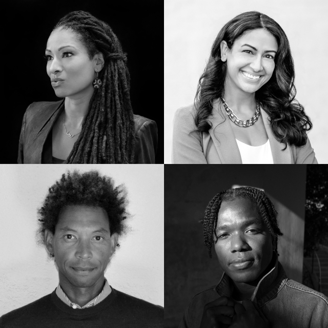Collage of photos of Ruha Benjamin, Hajar Yazdiha, Korey Garibaldi, Christopher Paul Harris